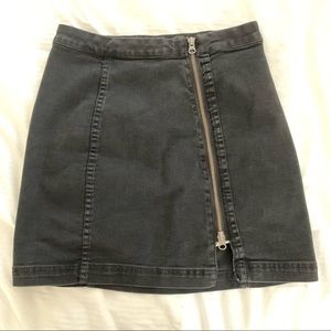 Free People Denim Side Zip Miniskirt